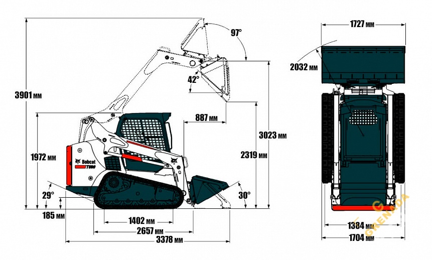Аренда мини-погрузчика Bobcat Т590 болотный thumbnail 3